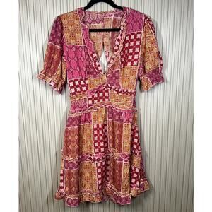 Boho Ruffle Mini Dress Women's Size L
